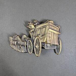 Vtg Stagecoach Western Belt Buckle Yellowstone Cowboy Rugged 3D Yeehaw